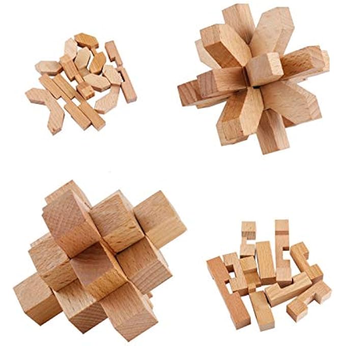 12 PIECES WOODEN BRAIN TEASER PUZZLE LOGIC PUZZLES, IQ GAMES IQ TEST CHALLENGE TOY 3D INTERLOCKING PUZZLES DETANGLING GAME FOR CHILDREN TEENAGERS ADULTS - Image 2